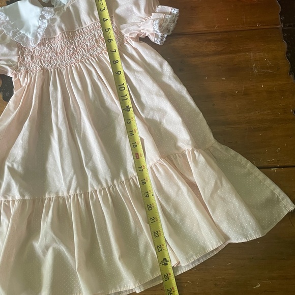 Vintage Polly Flinders Hand Smocked Dress Swiss Dot Collar 6 X 6X Party Twirl - Picture 4 of 10
